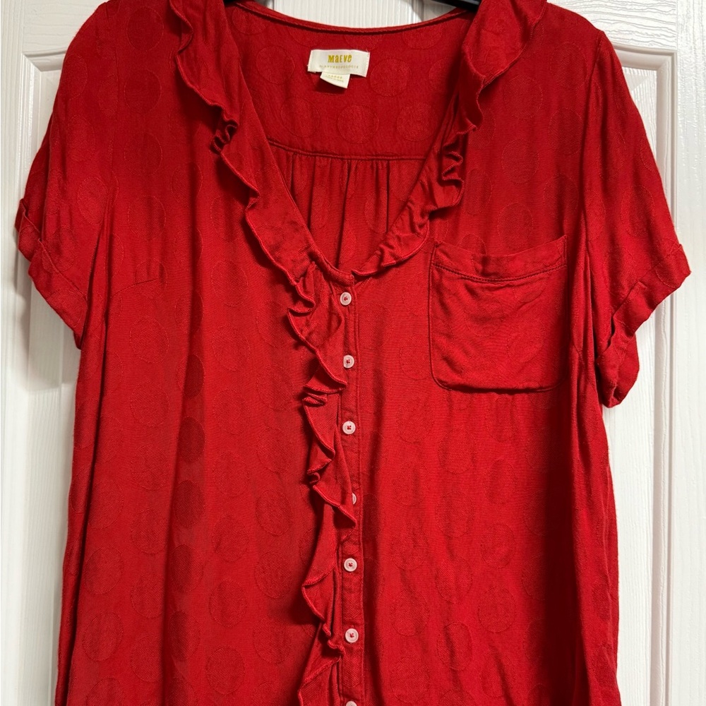 Anthropologie Scarlet Ruffle Blouse